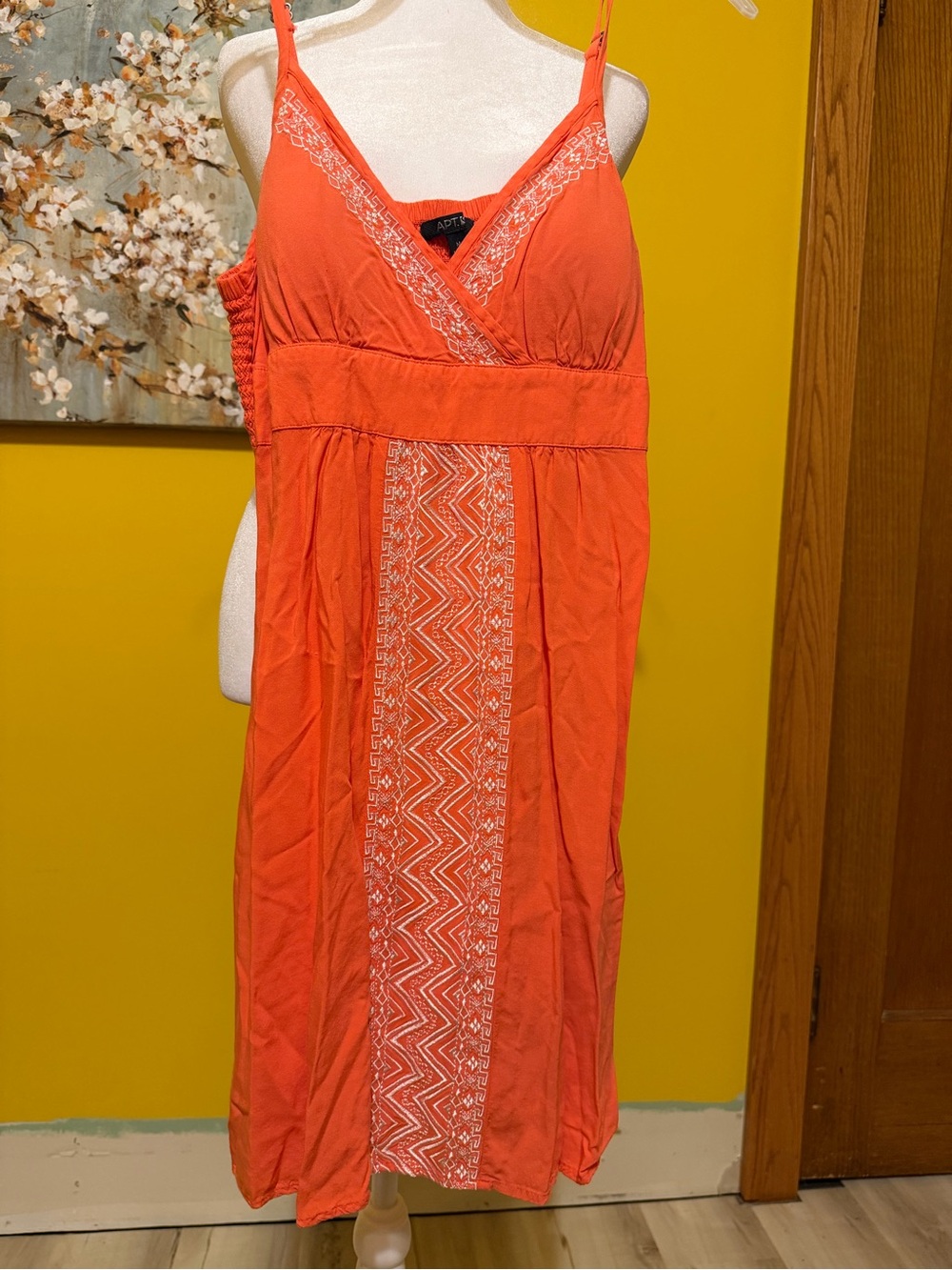 Apt. 9 Coral Orange Embroidered Midi Sundress